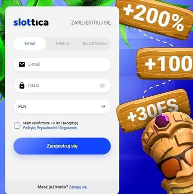 Rejestracja w kasyno Slottica
